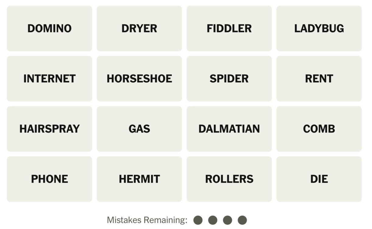 NYT Connections November 18 Grid 