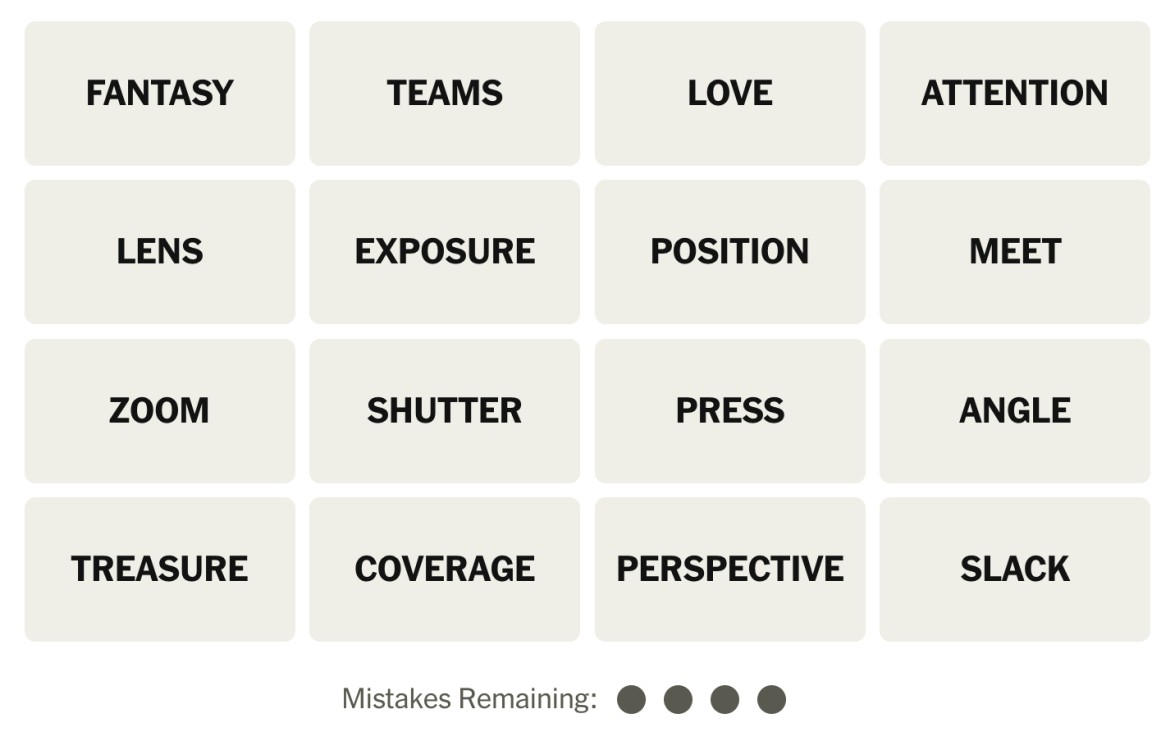 NYT Connections November 22 Grid
