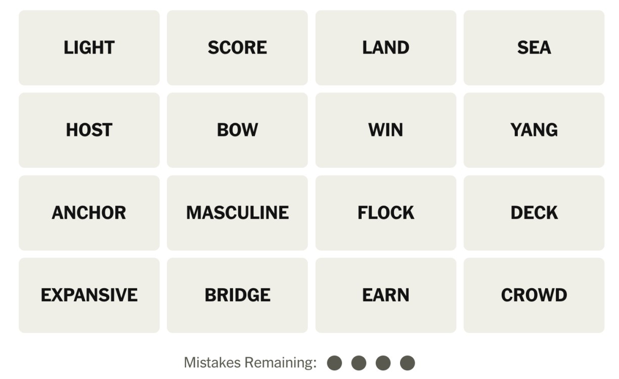 NYT Connections November 25 Grid