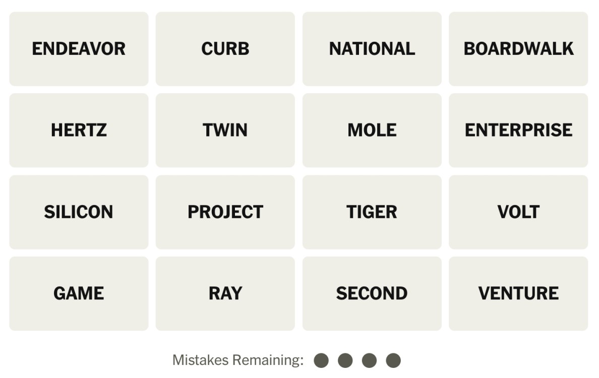 NYT Connections November 29 Grid