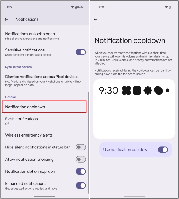 Notification Cooldown Feature Preview Android 16