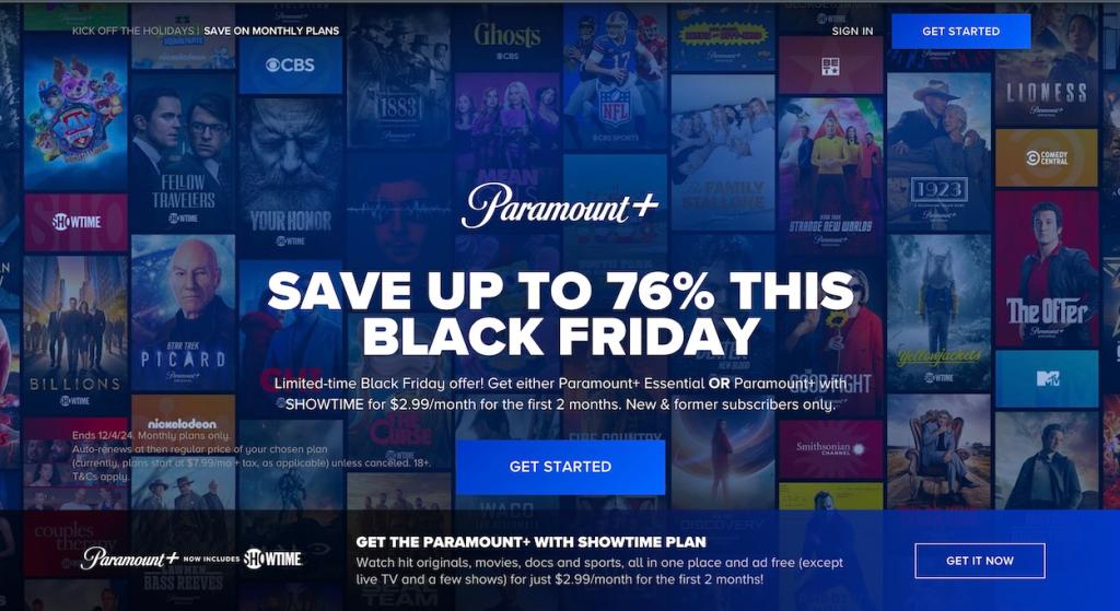 Paramount Plus Black Friday Deal 2024 (76% Off)