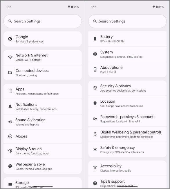 Revamped Quick Settings Page Android 16