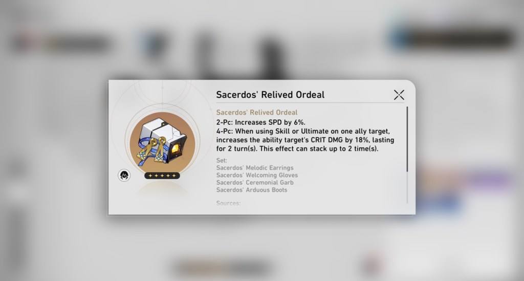 Sacerdos' Relived Ordeal Honkai Star Rail Relic set
