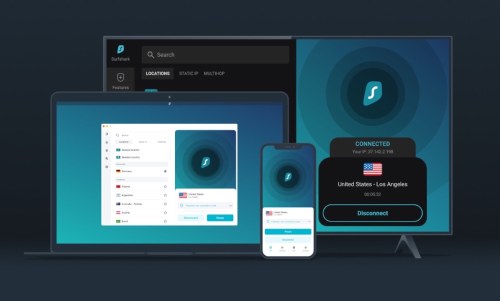 Surfshark VPN running on multiple devices