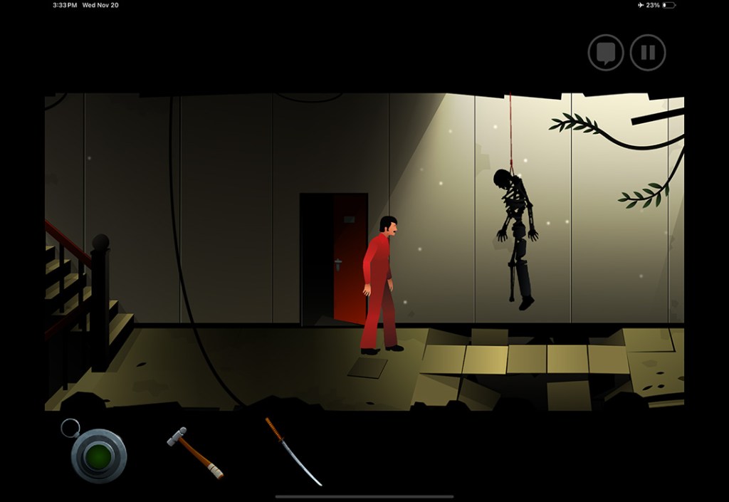 Screenshot of the Silent Age puzzle platformer game for iPad