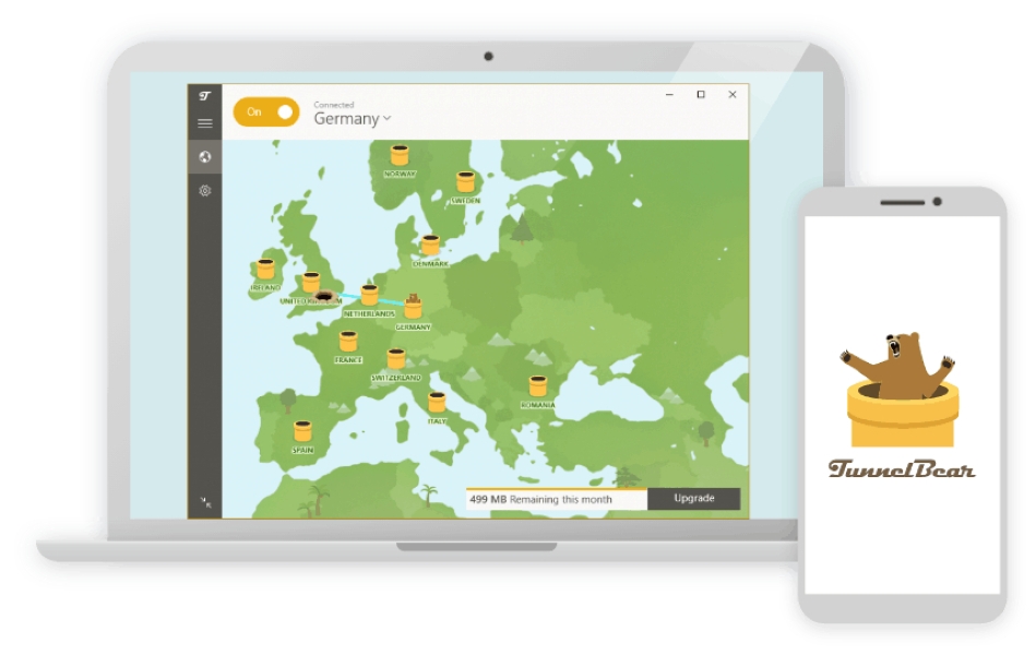 Tunnlebear VPN running on phone and laptop