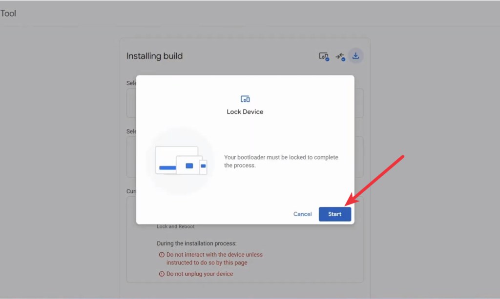 Prompt to unlock bootloader to start installing