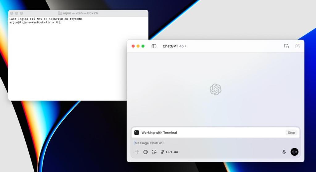 chatgpt app reading the terminal app on macos