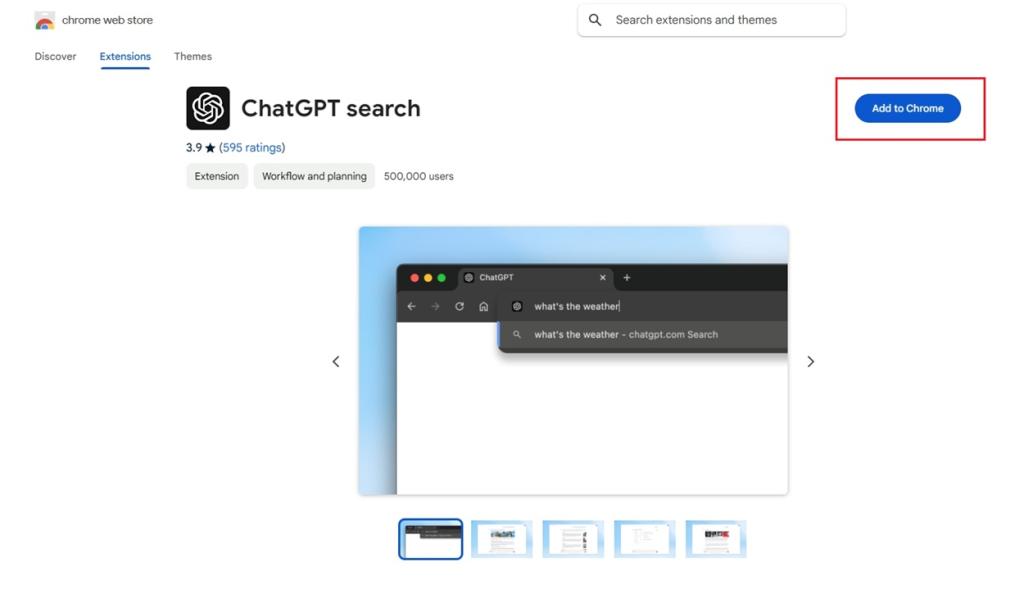 chatgpt search chrome extension page