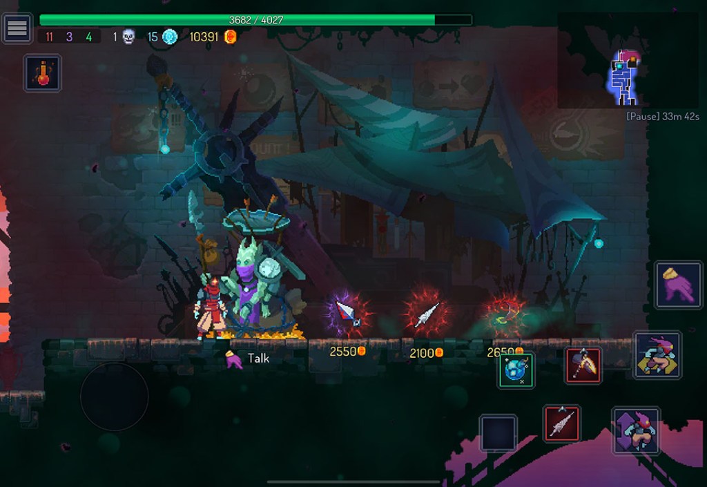 Screenshot of Dead Cells running on iPad with controller connected