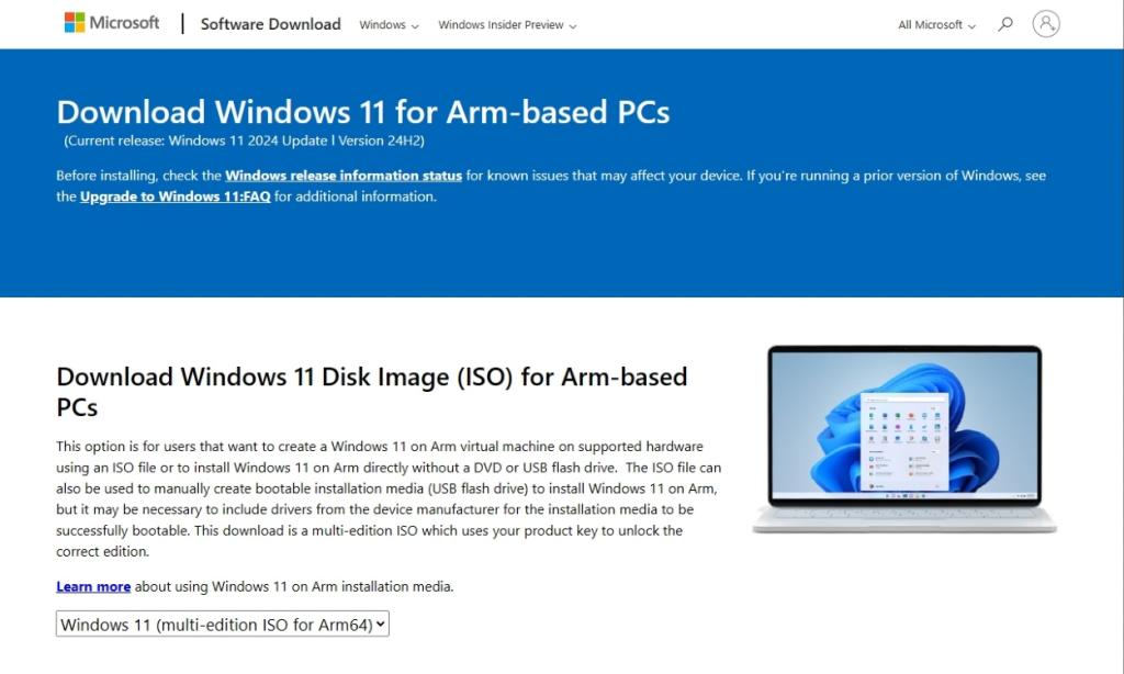 download windows 11 ISO for ARM PCs