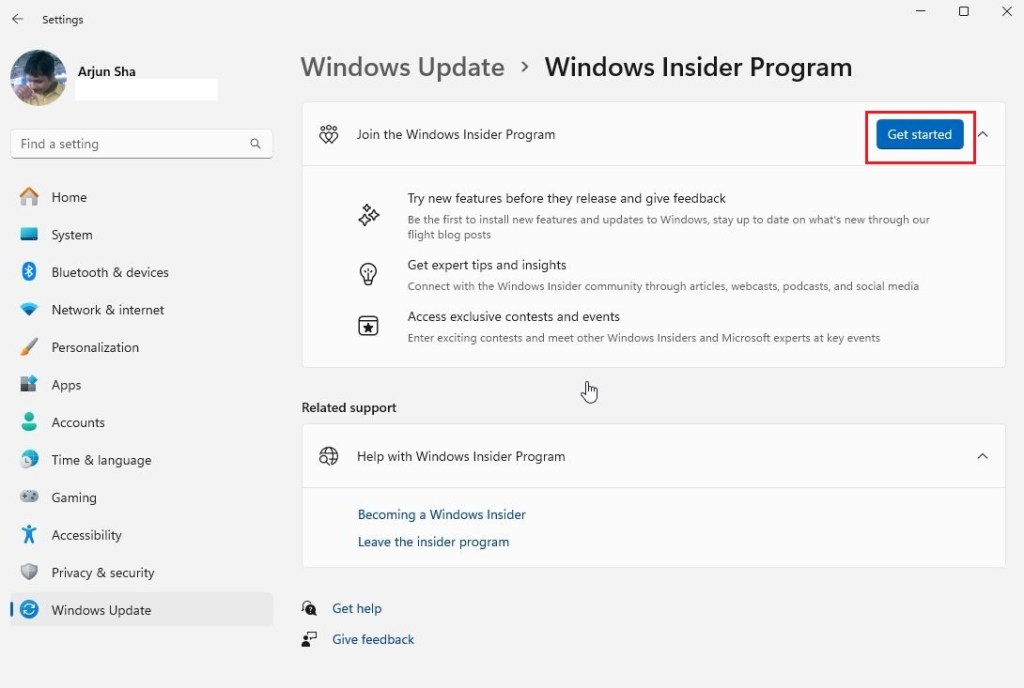 get started with windows insider program