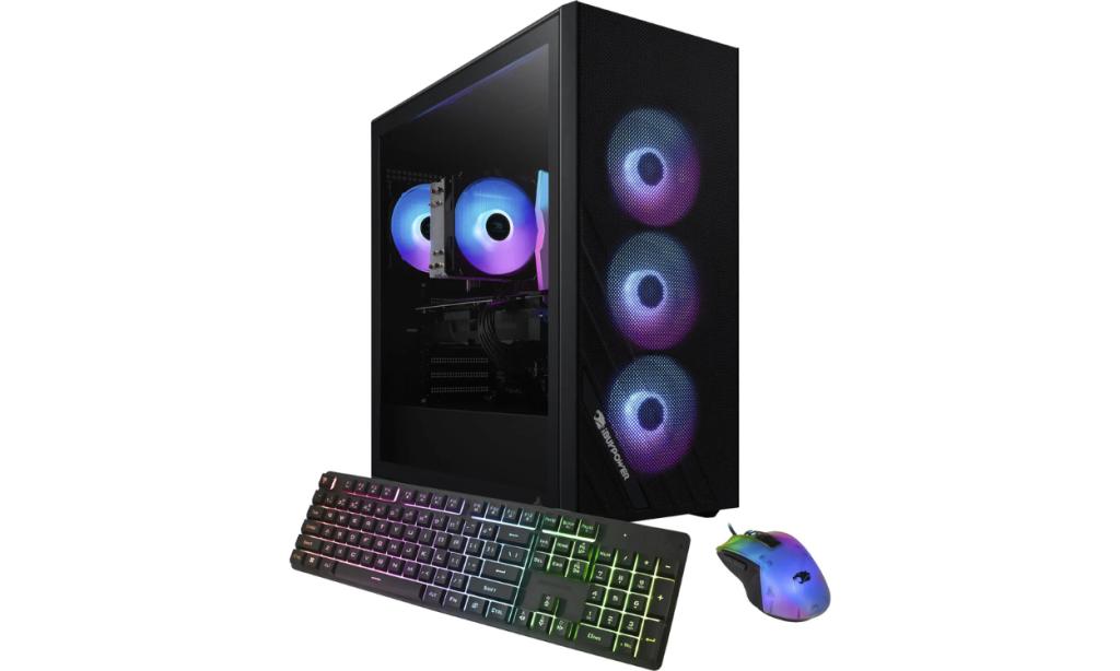 iBUYPOWER gaming PC with RTX 4060 along with RGB keyboard and mouse