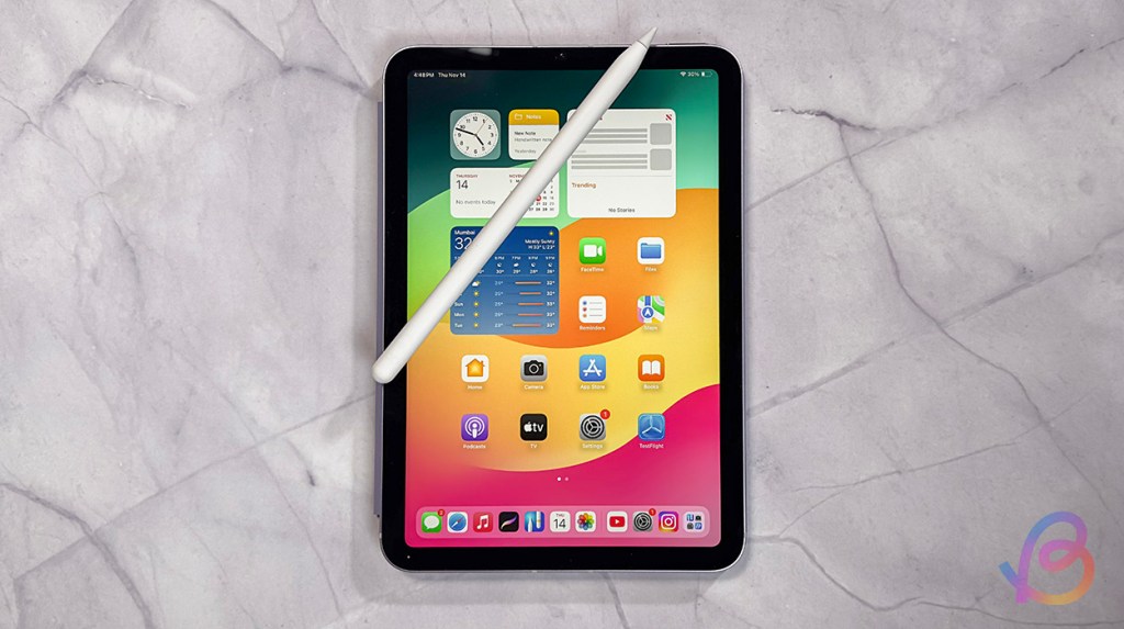 7th-gen iPad mini with Apple Pencil Pro placed on top