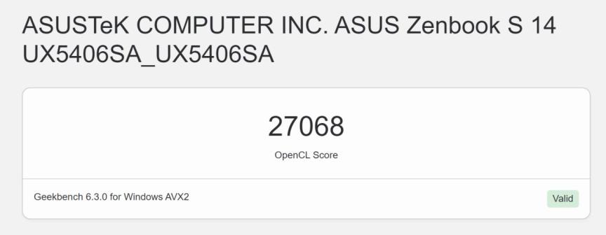 intel lunar lake Geekbench 6 OpenCL