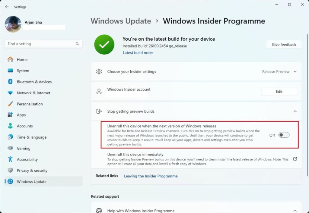 leave windows insider program windows 11