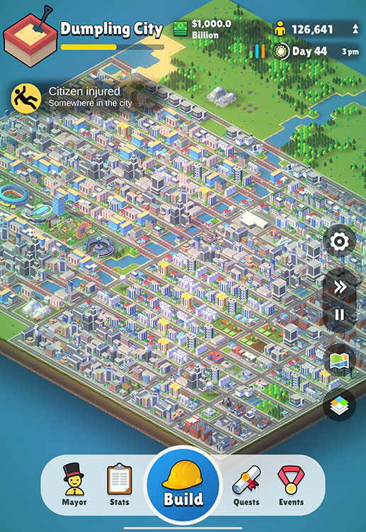 Screenshot of Pocket City game running on iPad