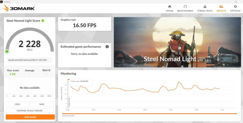 snapdragon x elite 3dmark steel nomad light