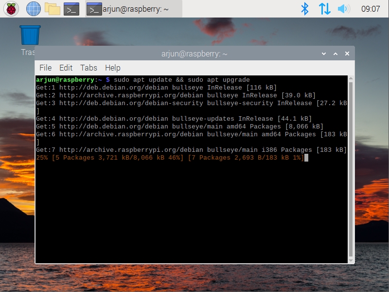 update packages on raspberry pi terminal