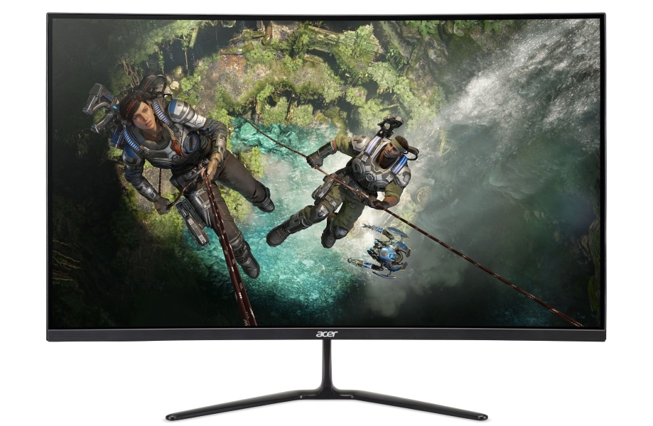 Acer Nitro 31.5-inch curved monitor product image with Gears 5 running