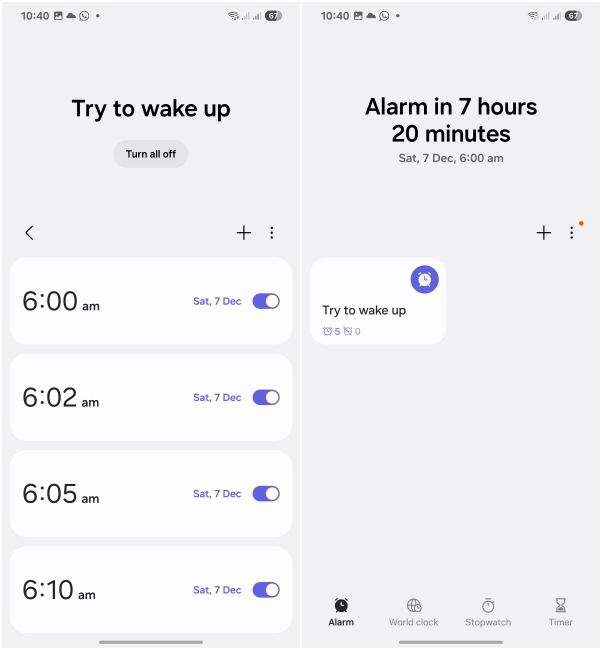 Alarm Clock Groups OneUI 7