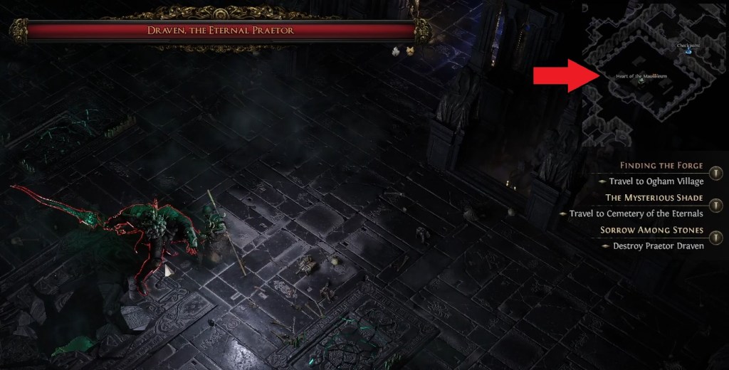 Draven the Eternal Praetor boss location Path of Exile 2