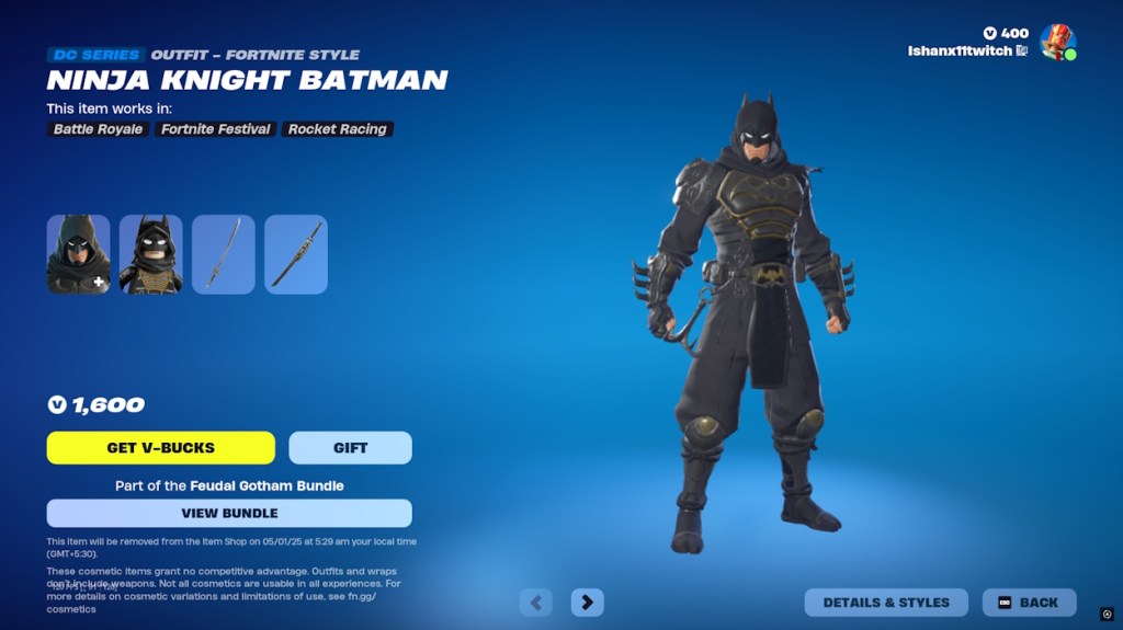 Fortnite Ninja Knight Batman bundle