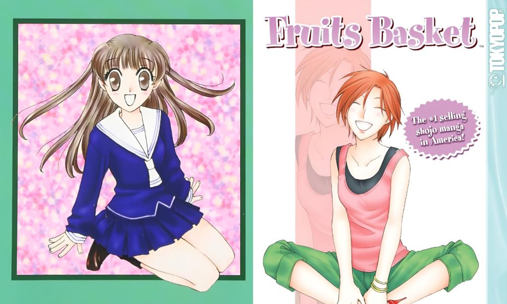 Tohru and Kyoka Honda in the first and final covers of Fruits Basket.