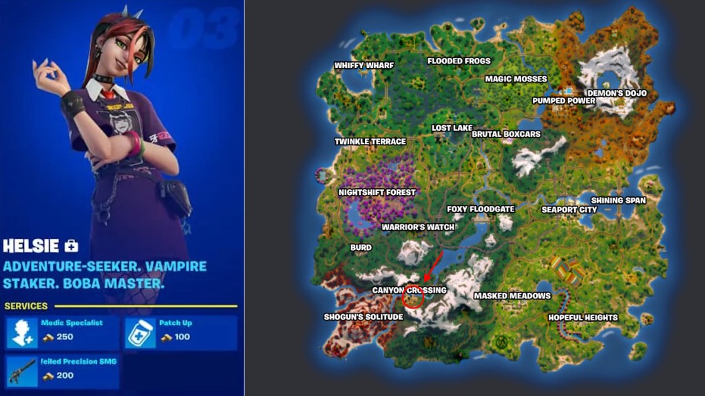 Helsie NPC location in Fortnite Chapter 6