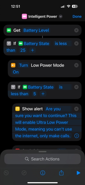 Intelligent Power iPhone shortcut