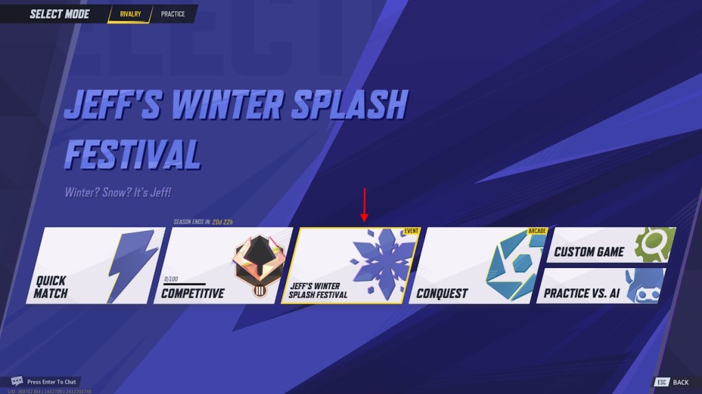 Jeff Winter Splash Festival game mode