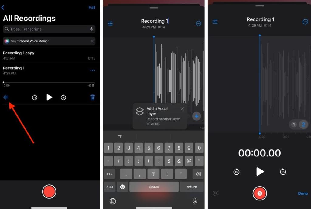 Layered Voice Memo iOS 18.2