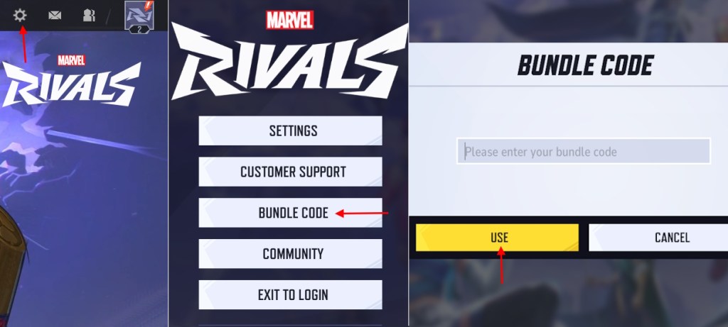 Marvel Rivals codes redeem option