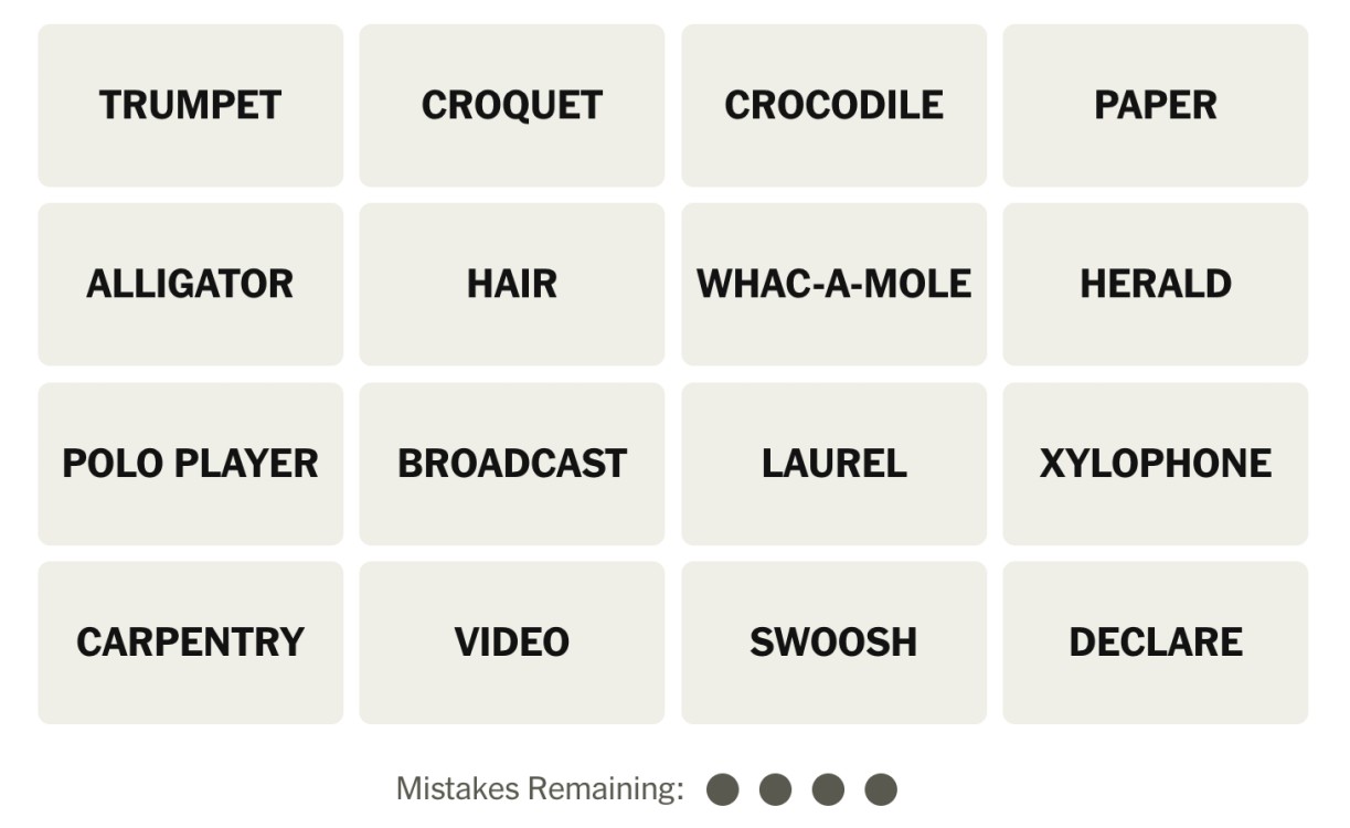 NYT Connections December 2 Grid