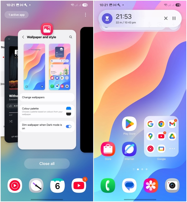 OneUI 7 Recents Menu and Live Activities