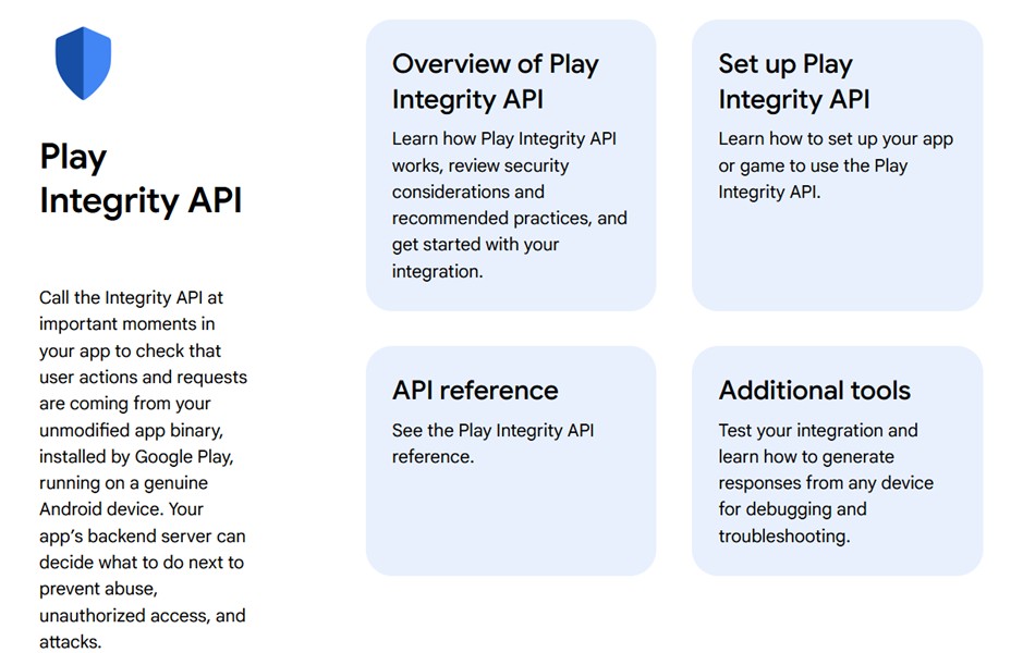 Play Integrity API description 