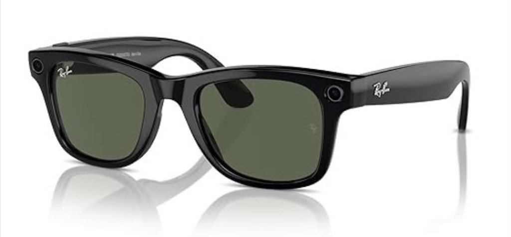 Ray Ban Meta smart glasses with green shades and shiny black colorway