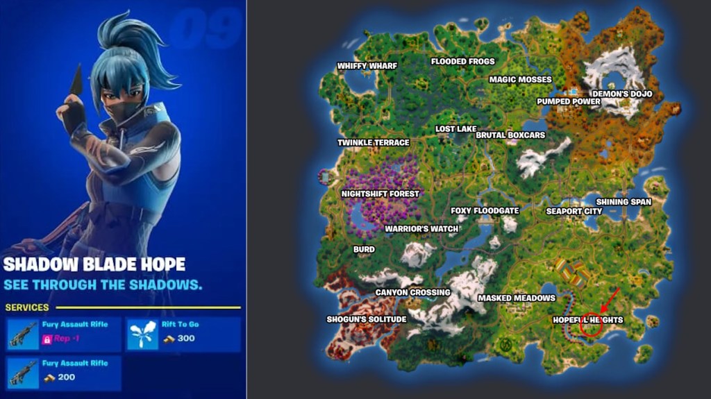 Shadow Blade Hope location in Fortnite Chapter 6