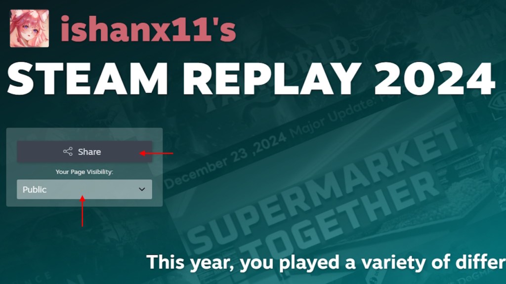 Share Steam Replay 2024 option