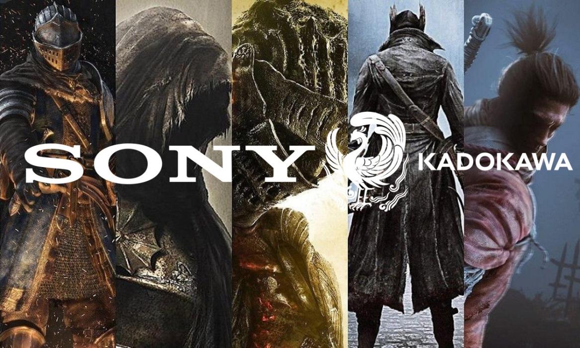 Sony and Kadokawa logo with all FromSoftware games