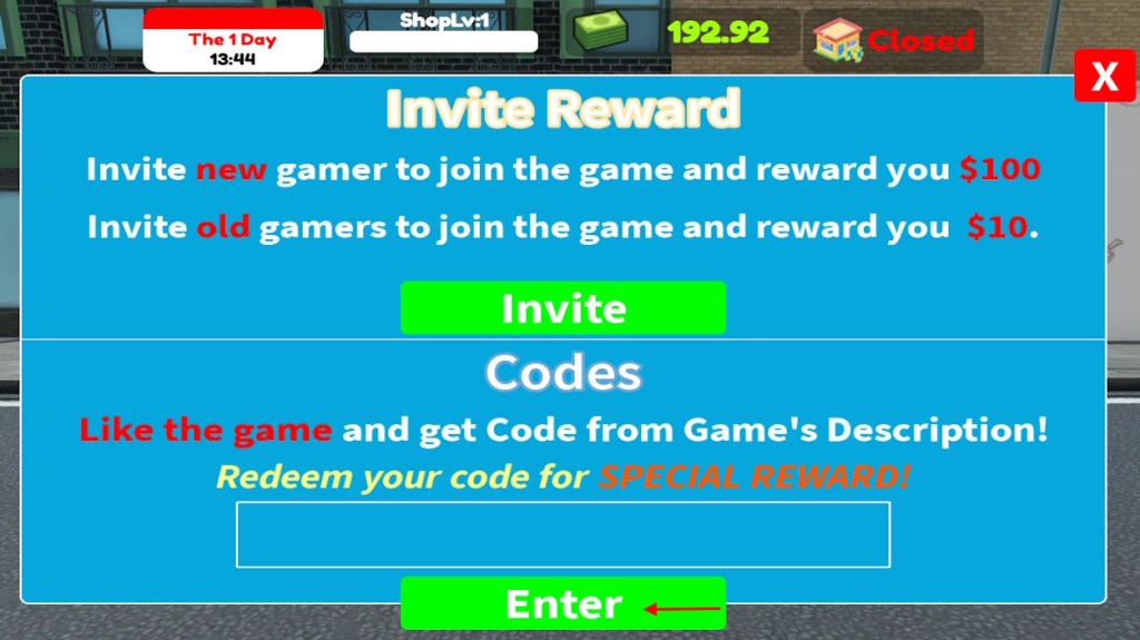 Supermarket Simulator codes redeem option