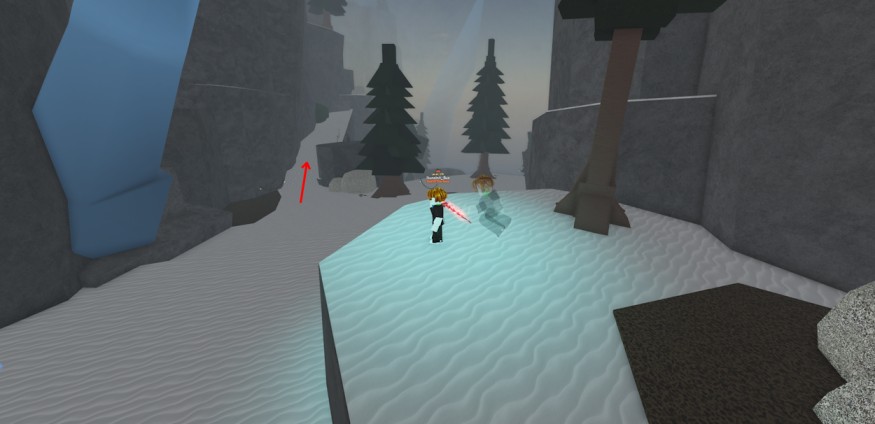 Take the snowy path from the first fishing location