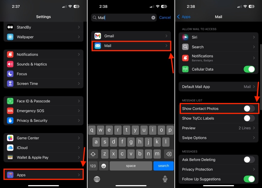 Turn Off Contact Photos in Mail App