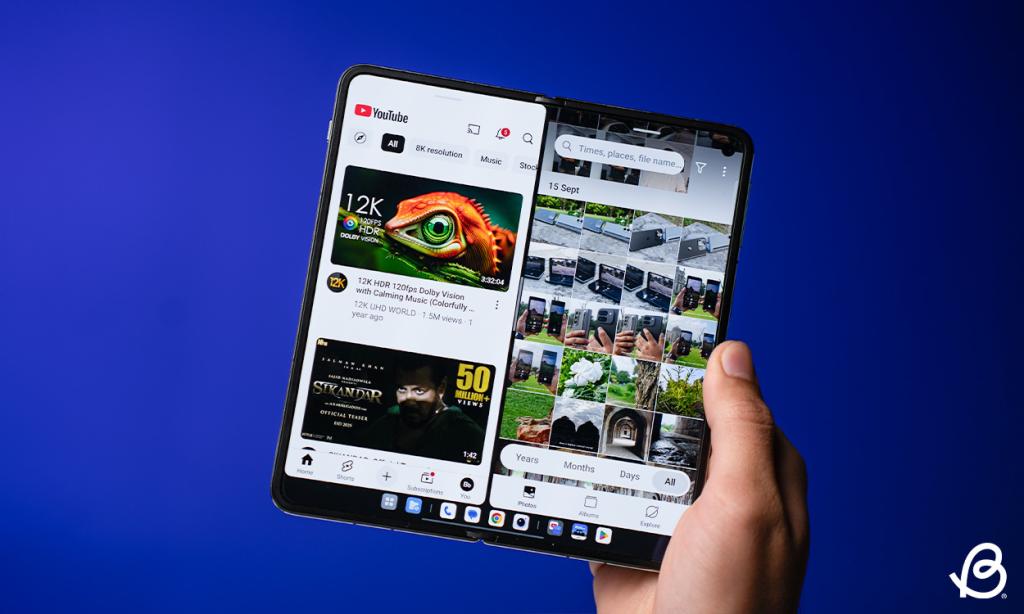 Using a split screen on foldable phone