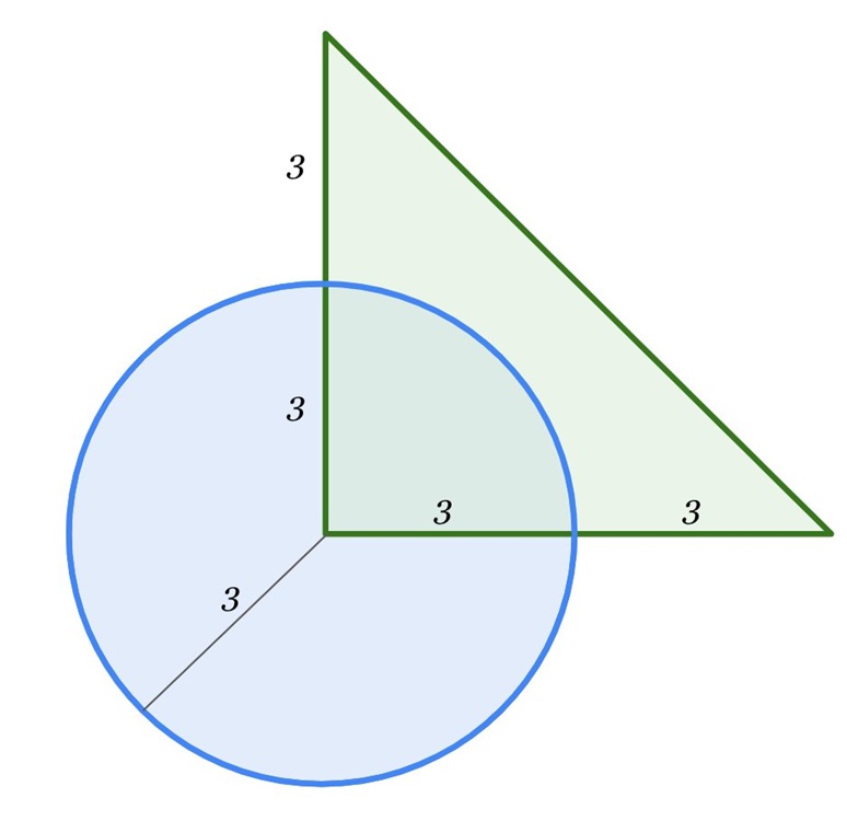 a maths problem including circle and triangle