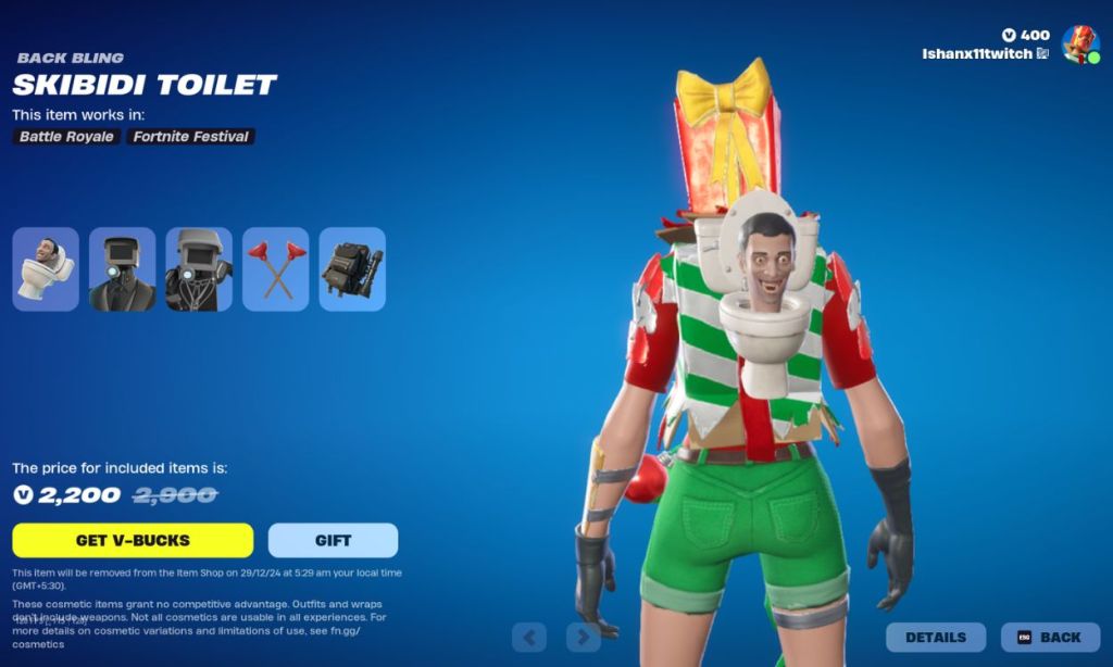 fortnite skibidi toilet back bling