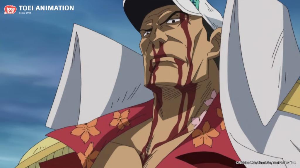 Akainu bleeding after his fight with Whitebeard in Marineford war