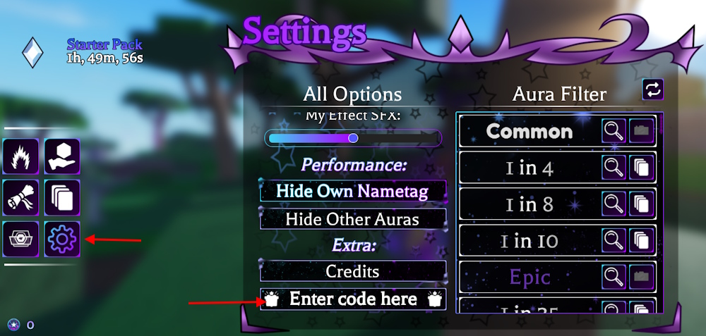 Astral RNG codes redeem option