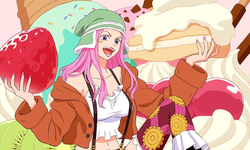 Bonney eating her favorite foods in a fan art